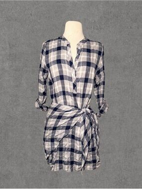 NWT Drew Indigo Wrap Dress – Size XS | Blue & White Plaid